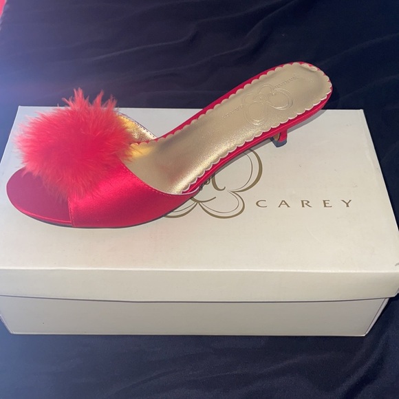 Never worn Mariah Carey satin kitten heels with box. Red. Size 7 1/2. - Picture 9 of 10